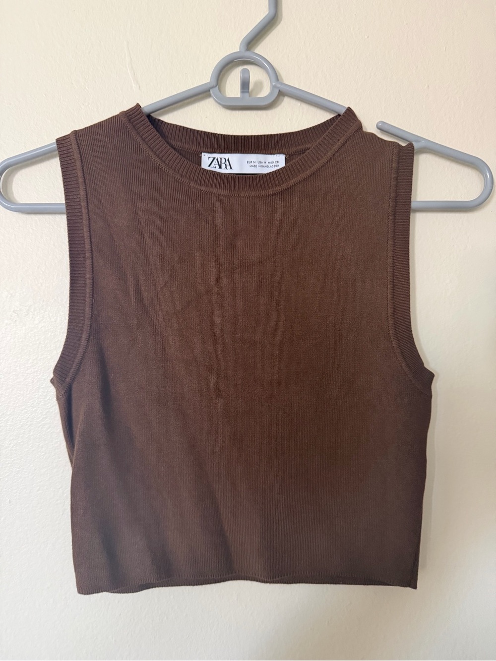 ZARA Chocolate Brown Ribbed Knit Tank Top